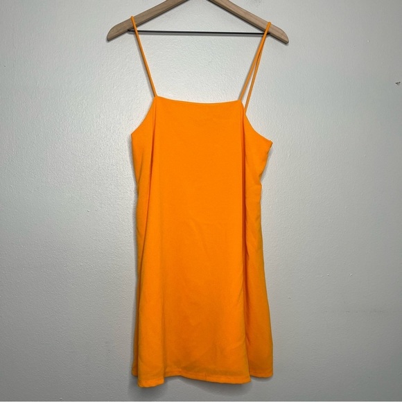 NEW Zara Women Dress Large Orange‎ Mini Stretch Kidcore Casual - Picture 1 of 7